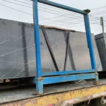 Sintered stone slab, Black & White Root pattern, matte finish.