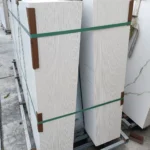 Sintered stone slab, white background