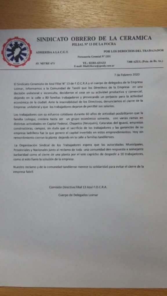 Workers Say Loimar Decided to Close Its Plant