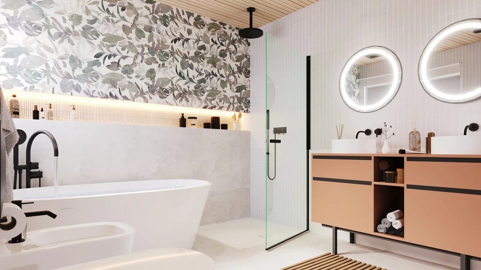 baño con ducha a ras del suelo de leroy merlin