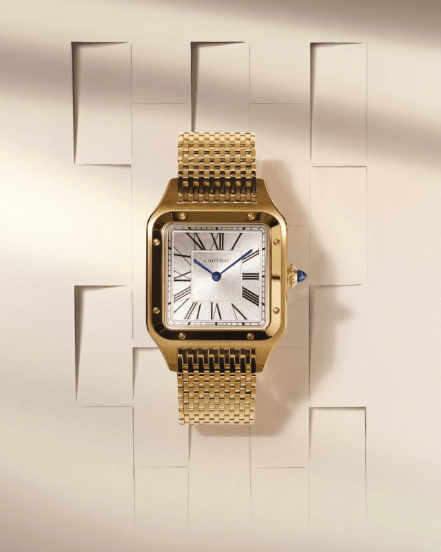 Cartier Santos-Dumont (Or jaune et cadran argenté)
