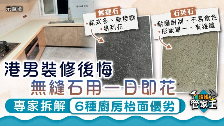[Hong Kong] Home Butler: Hong Kong Man Regrets Using Solid Surface Countertop After One Day of Scratching – Expert Breaks Down Pros and Cons of 6 Kitchen Countertop Materials