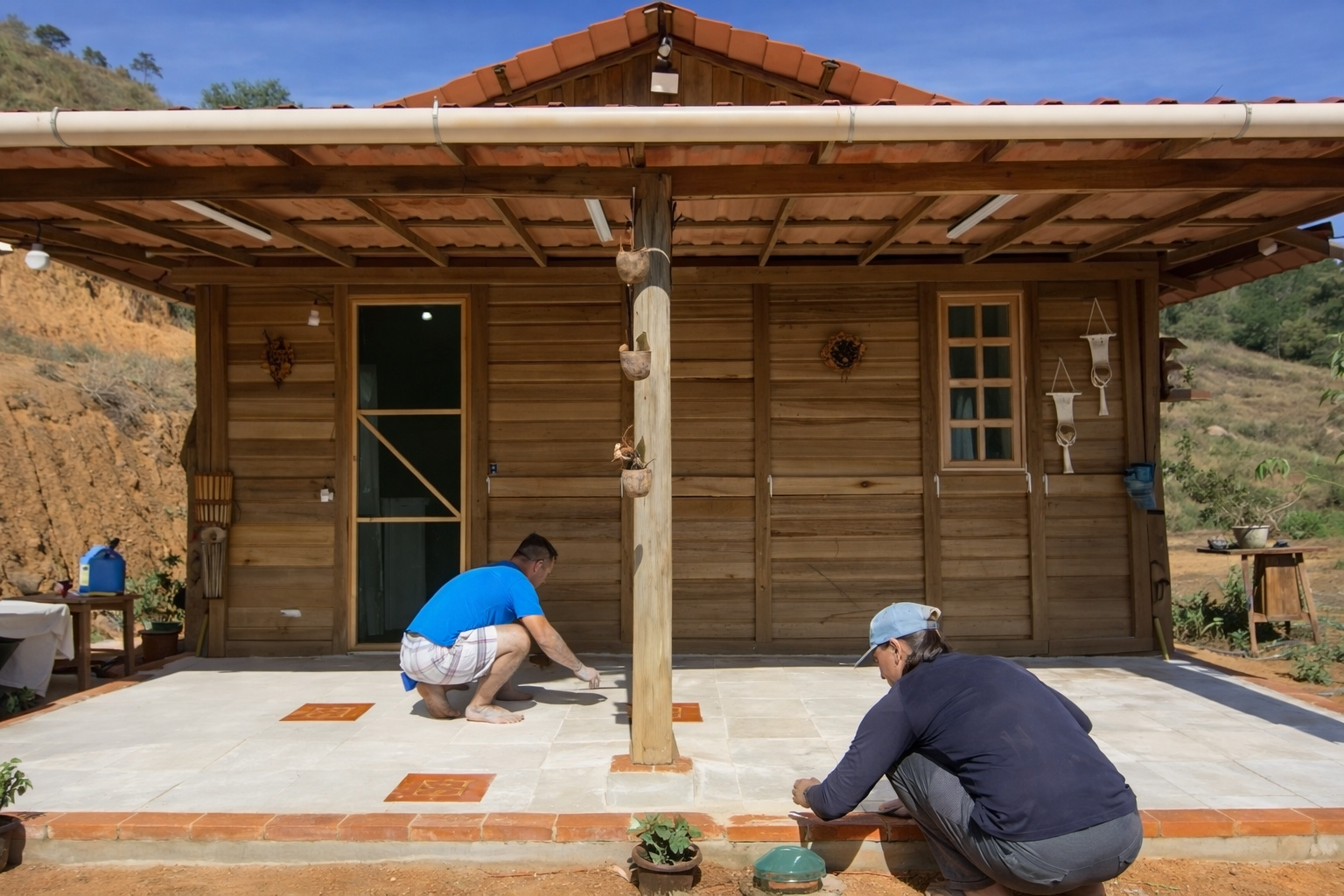 Couple Builds Complete Wooden House from Scratch Using Ceramic Tiles and Simple Techniques